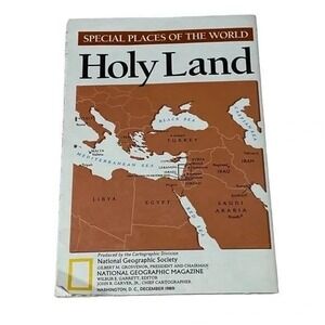 National Geographic Holy Lands Vintage Map 1989 Israel Lebanon Syria Jordan